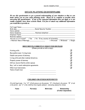 Estate Planning Questionnaire