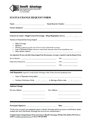 Benefit Advantage Status Change Request Form