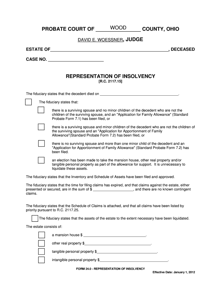 Fillable Online probatecourt co wood oh BPROBATEb bCOURTb OF COUNTY