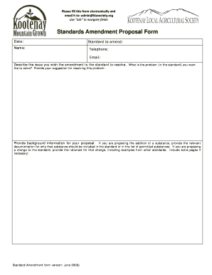 Standards Amendment Proposal Form