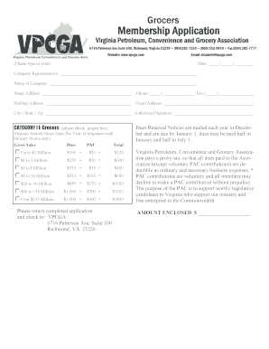 Virginia Grocers Annual Dues Renewal Form
