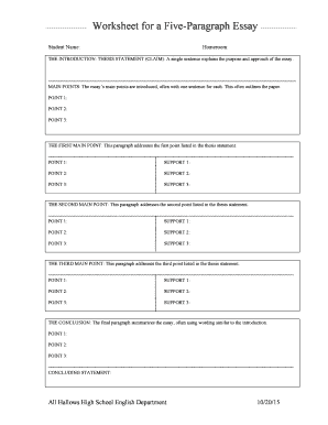 Five-Paragraph Essay Worksheet