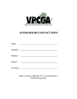 After Hours Contact Information Form
