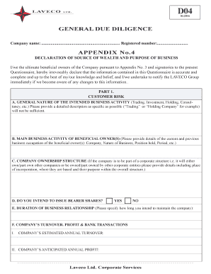 Laveco Due Diligence Form