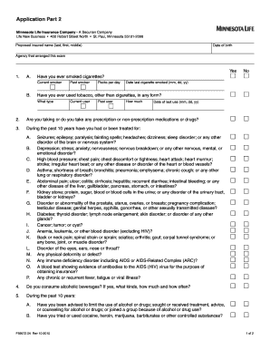 Minnesota Life Insurance Application Part 2