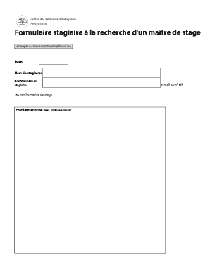 Formulaire stagiaire à la recherche d'un maître de stage
