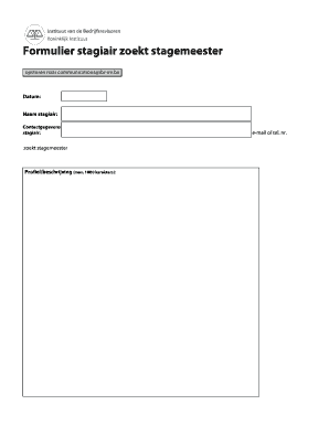 Formulier stagiair zoekt stagemeester