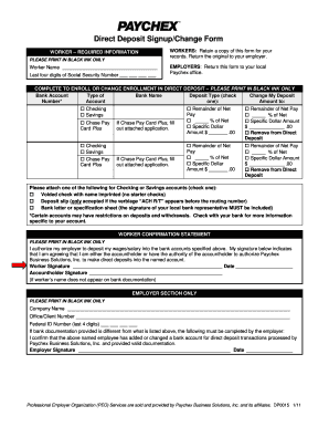 Direct Deposit Signup/Change Form
