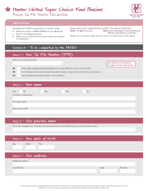 Pension Tax File Number Declaration