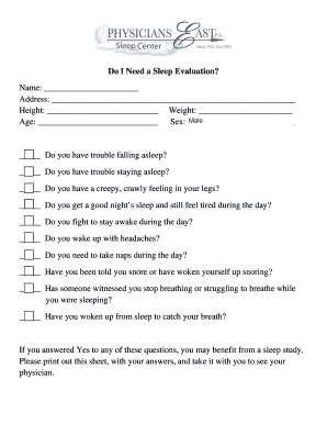 Sleep Evaluation Form