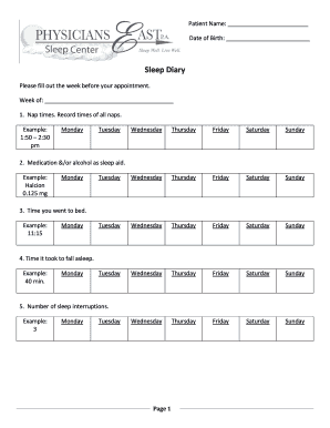 Sleep Diary Form