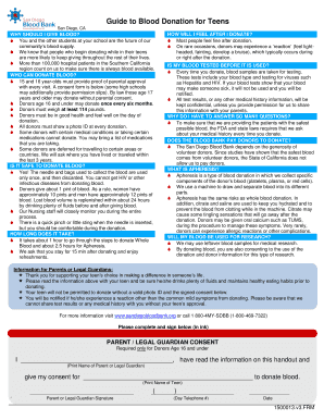 Blood Donation Consent Form for Teens