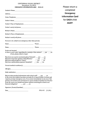 Emergency Information Card