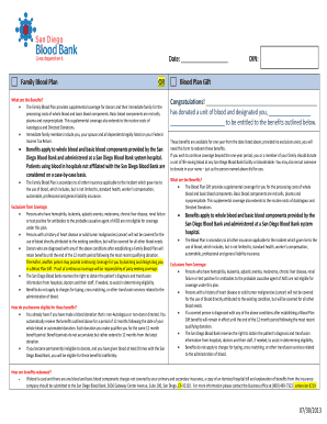 Family Blood Plan Benefits Form