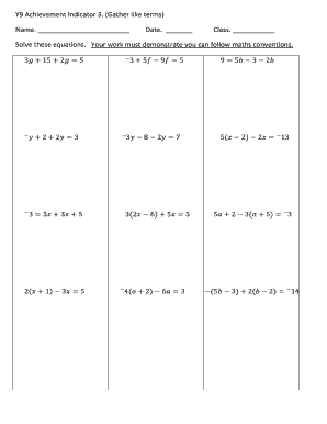 Math Achievement Indicator 3 Form