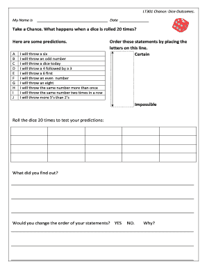 Dice Outcomes Prediction Form