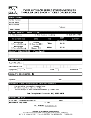 Thrilled Live Show Ticket Order Form
