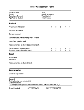 Tutor Assessment Form