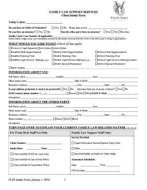 Family Law Support Services Client Intake Form