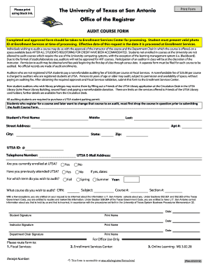 UTSA Audit Course Form
