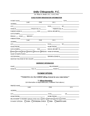 Child Patient Registration Form