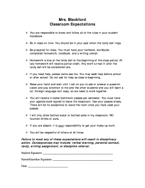Classroom Expectations Agreement