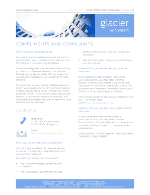 Glacier Complaints Form