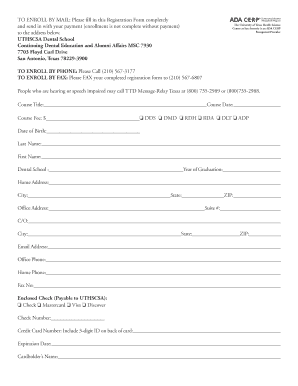 University of Texas Dental Registration Form