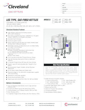 Cleveland Gas-Fired Kettle Specification Form
