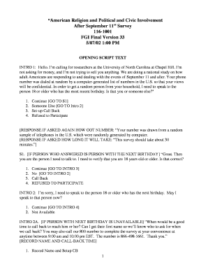 Survey on American Religion and Civic Involvement Post-9/11