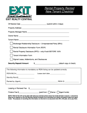 New Tenant Checklist for Rental Property