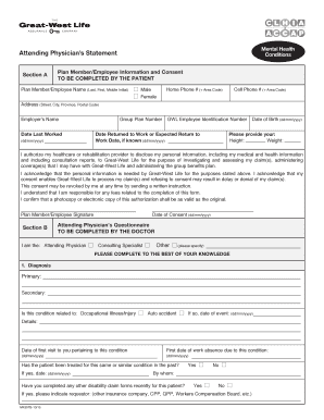Mental Health Attending Physician Statement