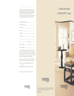 Stainmaster Carpet Limited Warranty Registration