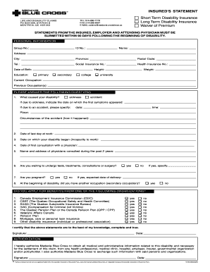 Insured's Statement for Disability Insurance