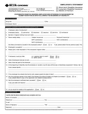 Employer's Statement for Disability Insurance