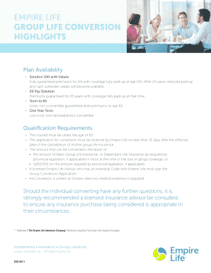 Empire Life Group Life Conversion Application