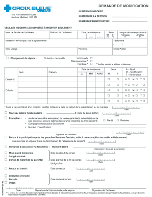 Demande de modification d'assurance santé