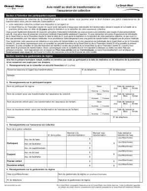 Avis relatif au droit de transformation de l’assurance-vie collective