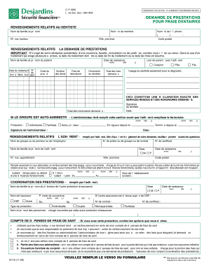 Demande de prestations pour frais dentaires