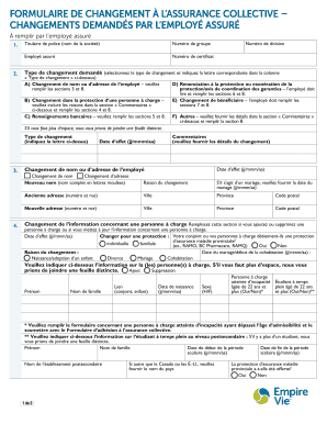 Formulaire de changement à l’assurance collective