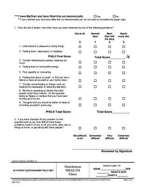 PHQ-9 Depression Screening Form