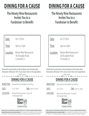 Dining for a Cause Fundraiser Voucher