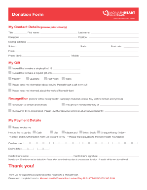 MonashHeart Donation Form