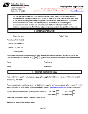 Habersham Electric Employment Application