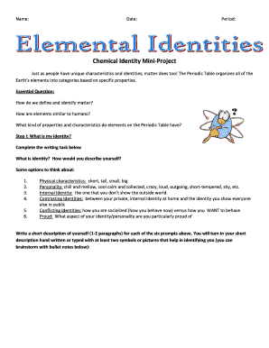 Periodic table trends worksheet - Chemical Identity Mini-Project - High Tech High - dp hightechhigh