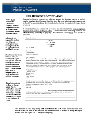 Due Diligence Notification