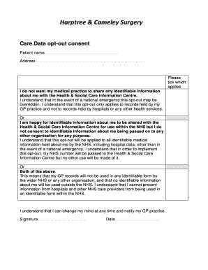 Care.Data Opt-Out Consent Form