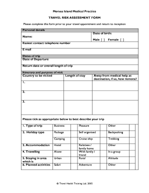 Travel Risk Assessment Form