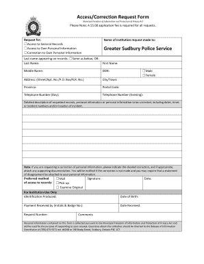 Access Correction Request Form