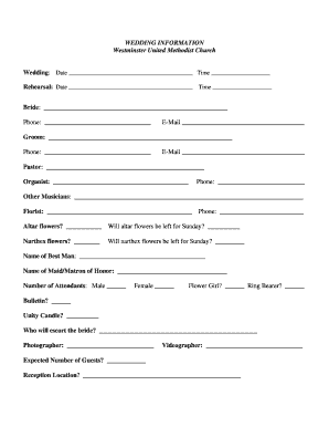 Wedding Information Form